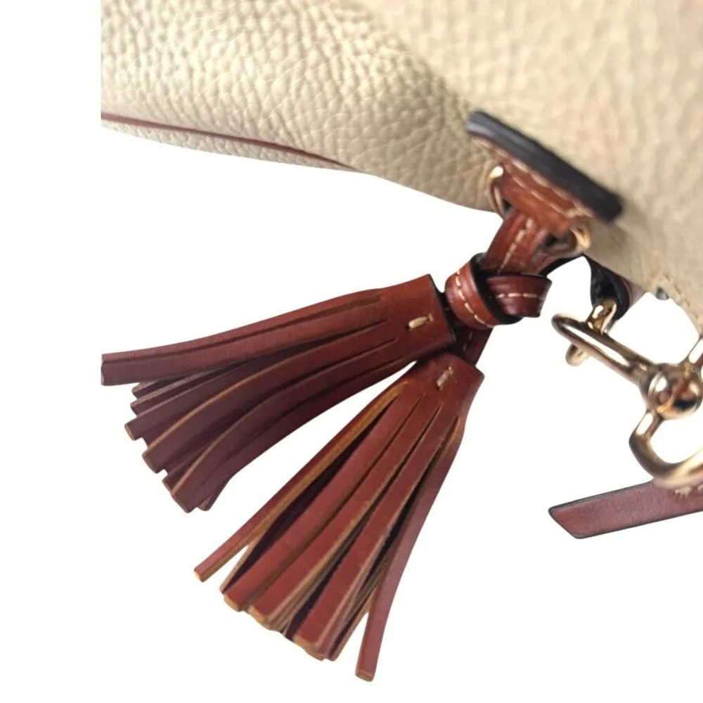 Dooney & Bourke Cream Leather Hobo with Brown Trim